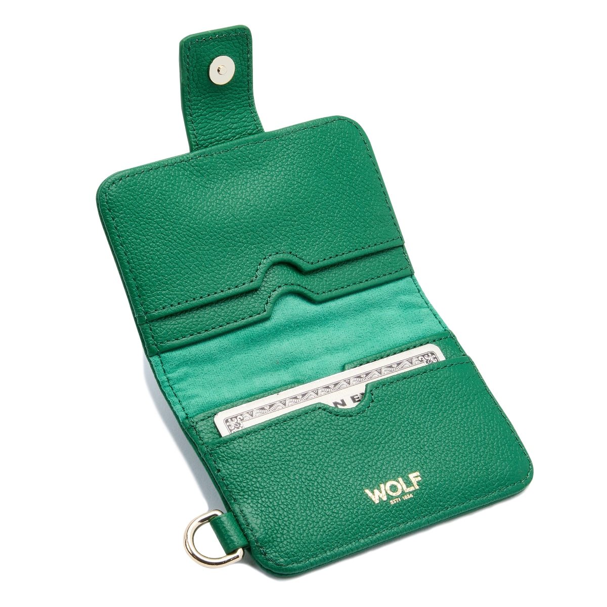 WOLF Mimi Collection Leather Green Credit Card Holder with Wristlet 768212 Image 4