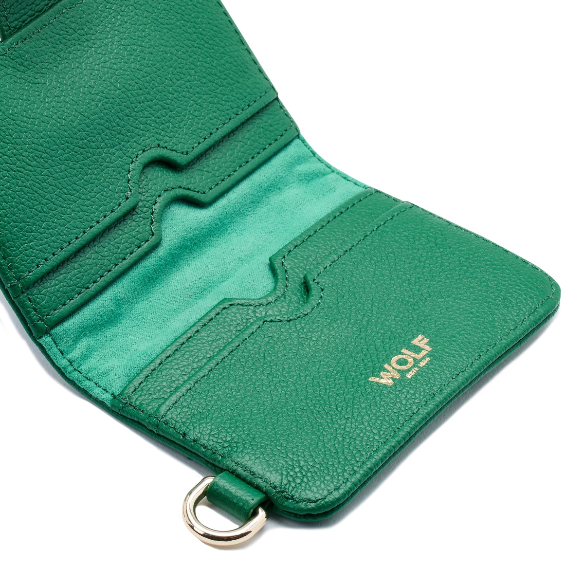 WOLF Mimi Collection Leather Green Credit Card Holder with Wristlet 768212 Image 5