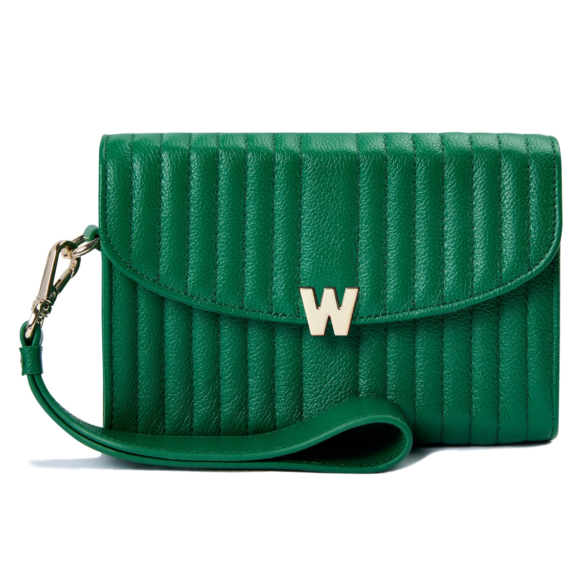 Wolf Mimi Collection Leather Green Crossbody Bag with Wristlet and Lanyard 768312 Image 2