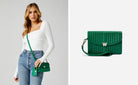 Wolf Mimi Collection Leather Green Crossbody Bag with Wristlet and Lanyard 768312 Image 5