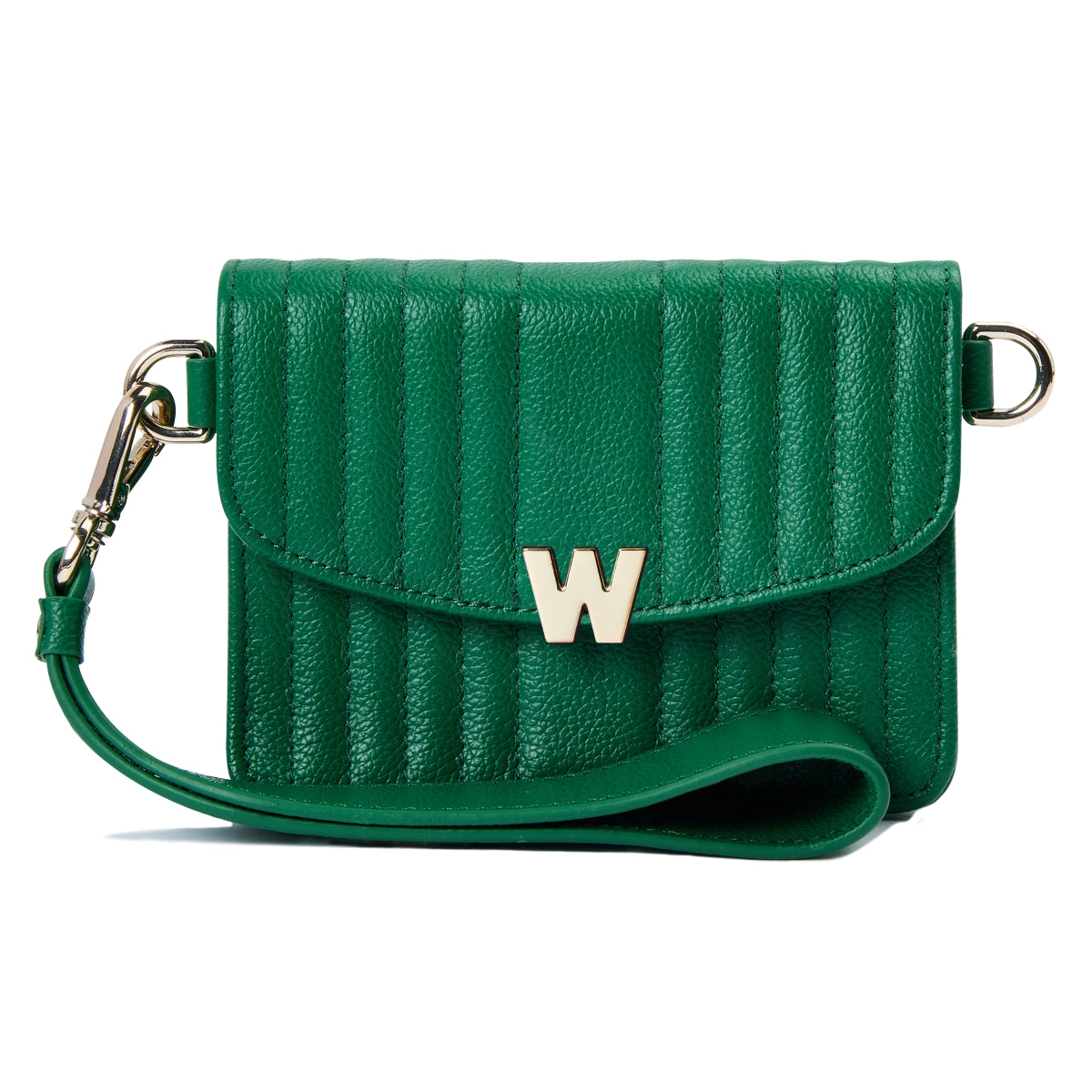 Wolf Mimi Collection Leather Green Mini Bag with Wristlet and Lanyard 768412 Image 2