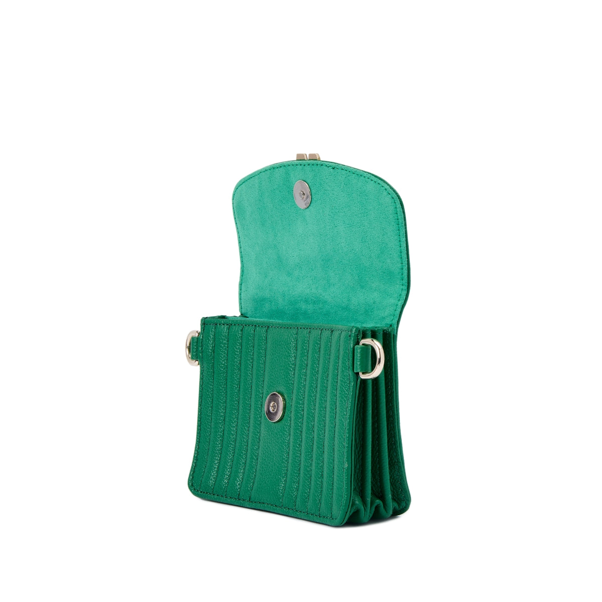 Wolf Mimi Collection Leather Green Mini Bag with Wristlet and Lanyard 768412 Image 4