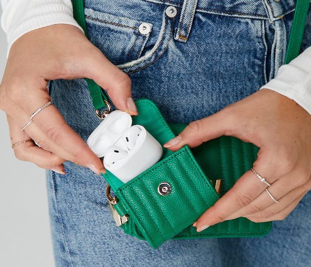 Wolf Mimi Collection Leather Green Phone Case with Wristlet and Lanyard 768512 Image 10