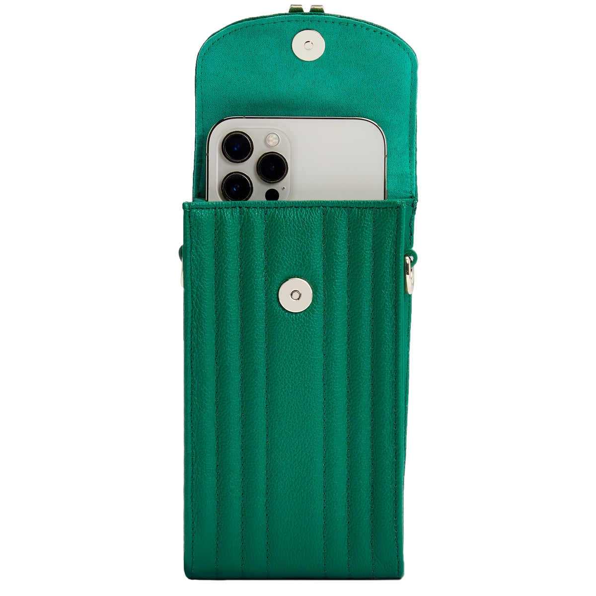 Wolf Mimi Collection Leather Green Phone Case with Wristlet and Lanyard 768512 Image 3