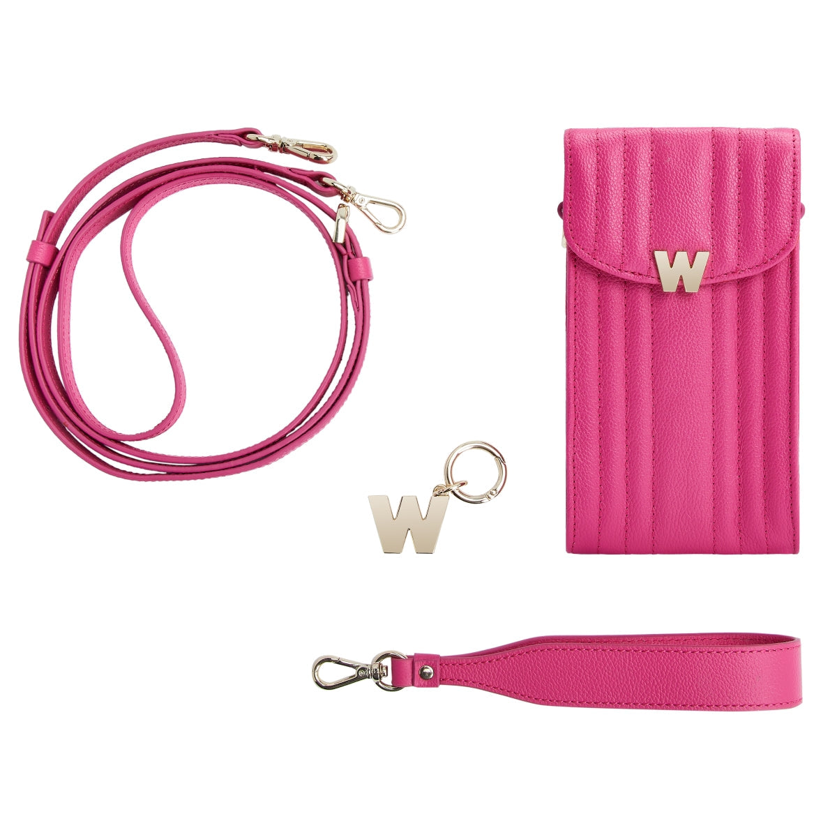 Wolf Mimi Collection Leather Pink Phone Case with Wristlet and Lanyard 768590 Image 6