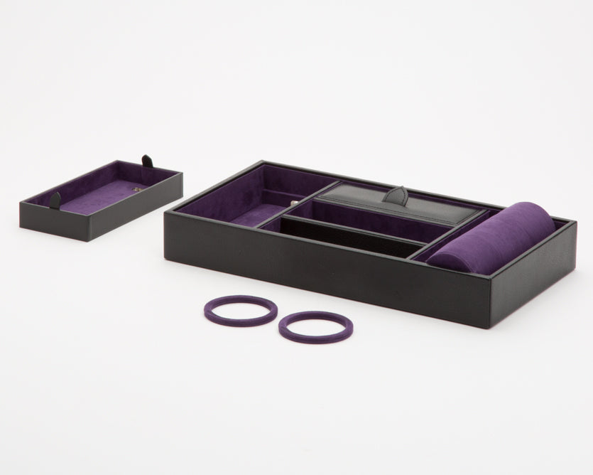 WOLF Valet Tray With Cuff Blake Black Purple 306428 Image 2