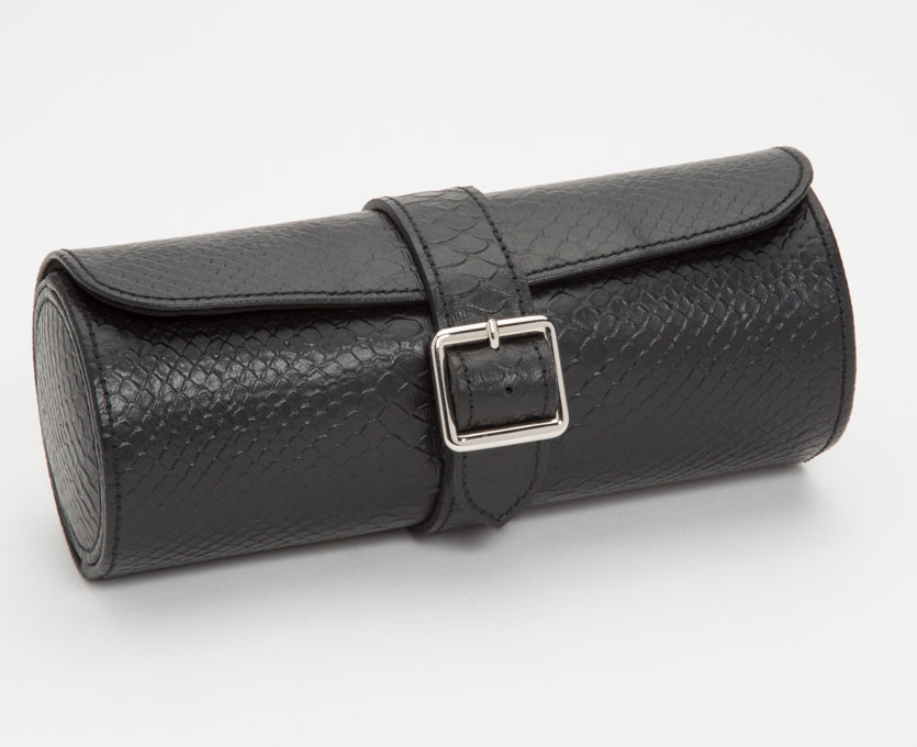 Wolf Watch Roll Exotic Triple Black D 462820 Image 3