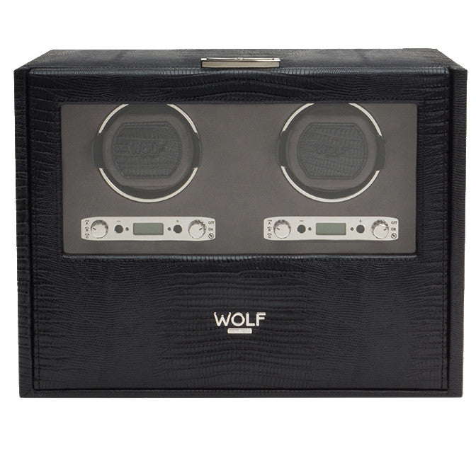 Wolf Watch Winder Blake Double Storage And Travel Case Black Lizard 460758 Image 3