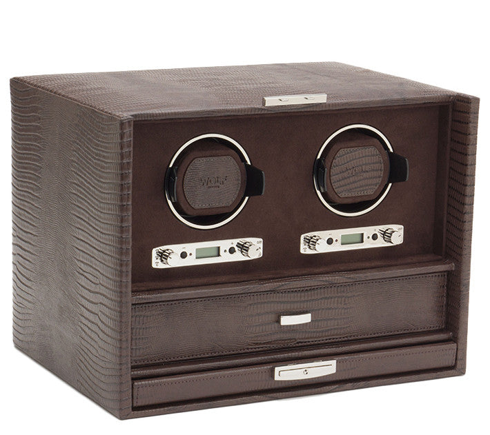 Wolf Watch Winder Blake Double Storage And Travel Case Brown Lizard 460795 Image 1