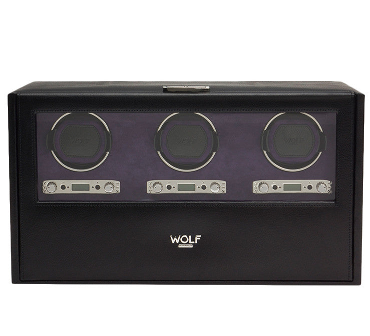 WOLF Watch Winder Blake Triple Storage And Travel Case Black Pebble 460828 Image 3