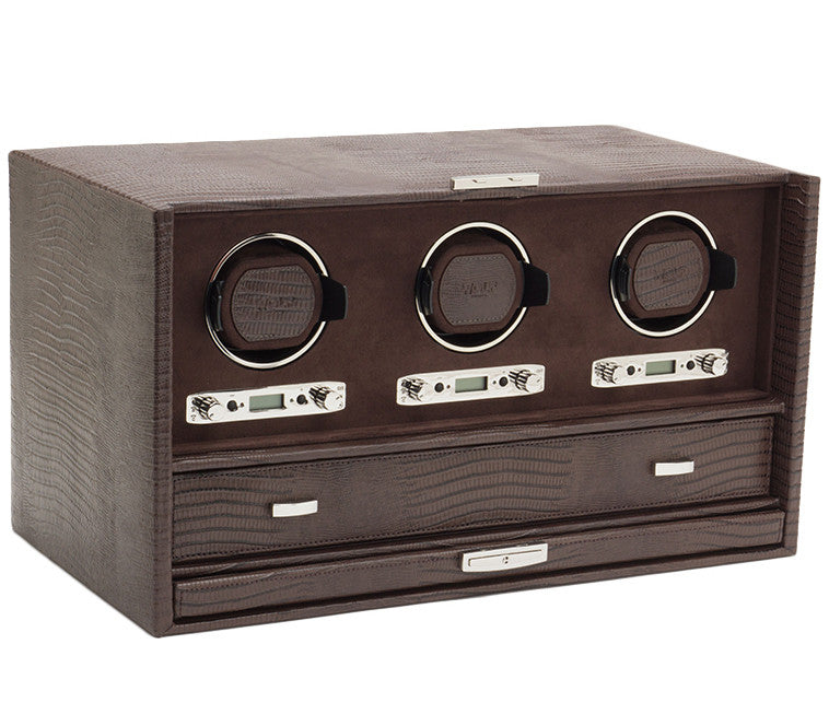 Wolf Watch Winder Blake Triple Storage And Travel Case Brown Lizard 460895 Image 1