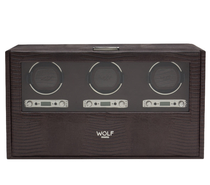 Wolf Watch Winder Blake Triple Storage And Travel Case Brown Lizard 460895 Image 3