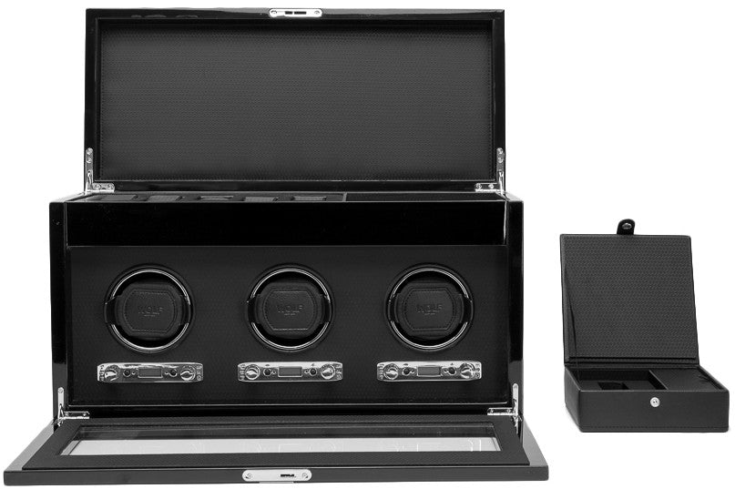 WOLF Watch Winder Savoy Triple Storage And Travel Case Black 454770 Image 3