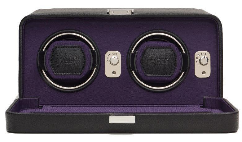 Wolf Watch Winder Windsor Double With Cover Black/Purple 452603 Image 2