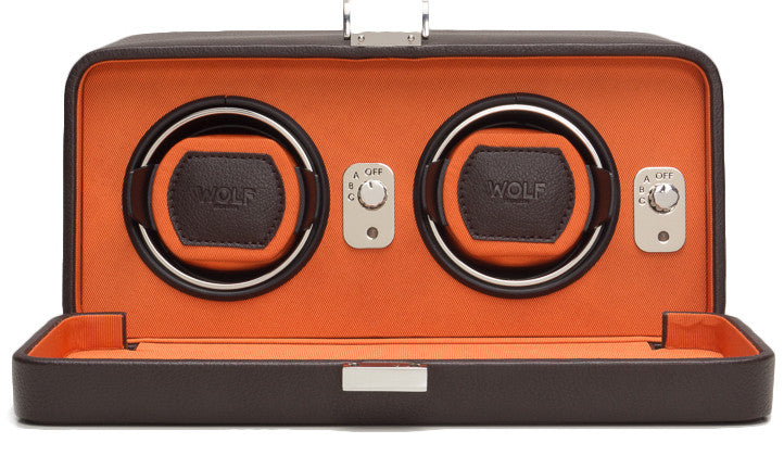 Wolf Watch Winder Windsor Double With Cover Brown/Orange 452606 Image 2
