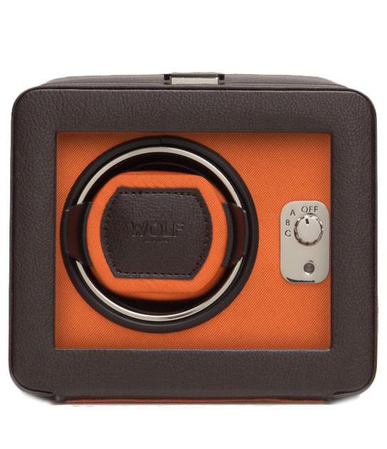 WOLF Watch Winder Windsor Single With Cover Brown/Orange D 452506 Image 1